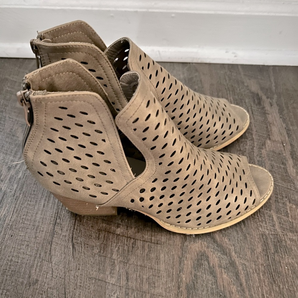 Perforated Open Toe Booties - image 1